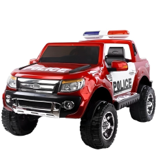 ბავშვის ელექტრო მანქანა FORD POLICE 06R ტყავის სავარძლითა და კაუჩუკის საბურავებით
