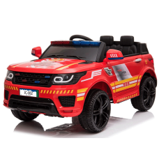 ბავშვის ელექტრო მანქანა POLICE-002 RED ტყავის სავარძლითა და კაუჩუკის საბურავებით
