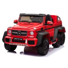 ბავშვის ელექტრო მანქანა MERCEDES-BENZ G 63 AMG 6×6 RED  ტყავის სავარძლითა და კაუჩუკის საბურავებით