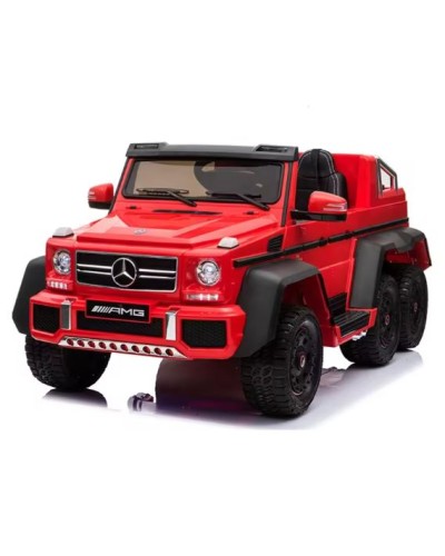 ბავშვის ელექტრო მანქანა MERCEDES-BENZ G 63 AMG 6×6 RED  ტყავის სავარძლითა და კაუჩუკის საბურავებით